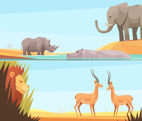 Wall Mural - African Wild Banners Set