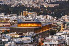 Acropolis Museum And View Of The City Of Athens, Greece. 
