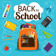 Back To School Poster With Backpack