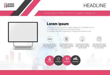 Poster - computer data set infographic copy space colorful text business banner flat vector illustration