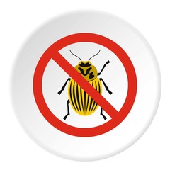 Wall Mural - Prohibition sign colorado beetles icon, flat style