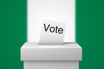 Nigeria election ballot box and voting paper. 3D Rendering