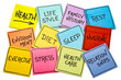 health concept - word cloud on sticky notes