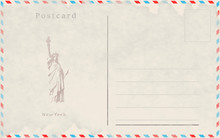 Vintage Postcard. Vector Design. Capitals Of The World. New York