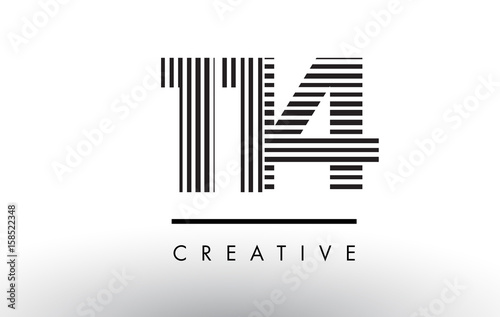Poster 114 Black and White Lines Number Logo Design.