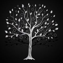 silver tree with circles