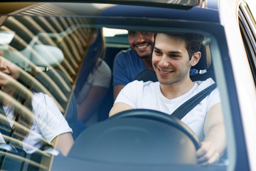 Group of friends in a car