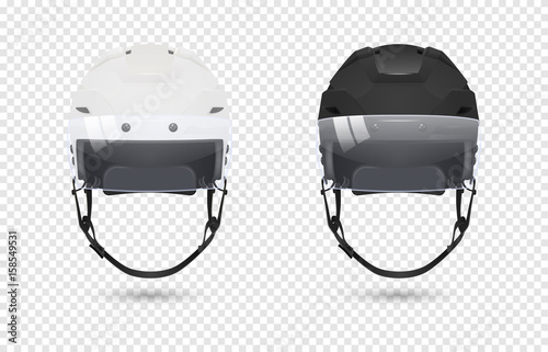 Realistic classic ice hockey helmets with visor set - black and white color Canvas Print