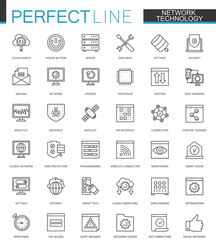 Wall Mural - Network technology thin line web icons set. Big data outline stroke icons design.