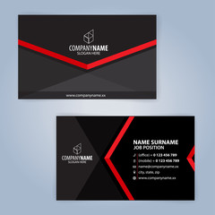 Business card template. Red and Black, Illustration Vector10