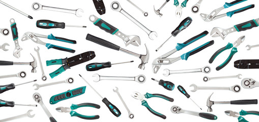 Many tools on white background