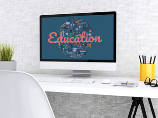Poster - 3d Student workspace with computer