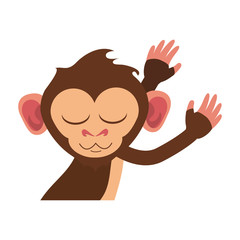 Poster - relaxed or in bliss cute expressive monkey cartoon  icon image vector illustration design 