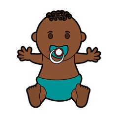 Wall Mural - male baby with pacifier  icon image vector illustration design 