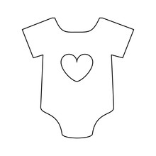 Feminine Onesie With Heart Baby Or Shower Related  Icon Image Vector Illustration Design  Black Line