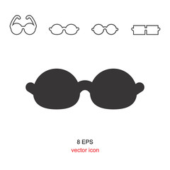 Vector Black Glasses Icon on White Background