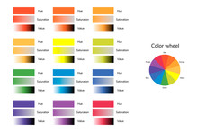 Vector Illustration Of Color Circle, Hue, Saturation, Value, Infographics