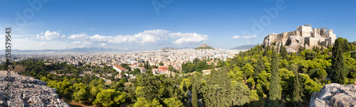 Zdjęcie XXL Panorama Aten z widokiem na Akropol i wzgórza Lykabettus