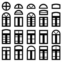 Simple Windows Of Different Shape Isolated On White Background