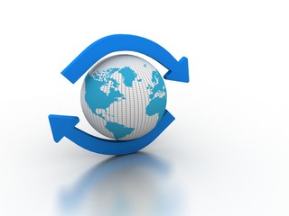 Poster - 3d illustration Arrow and Earth globe. 3d render
