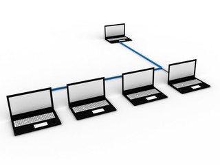 Poster - 3d rendering technology laptop network