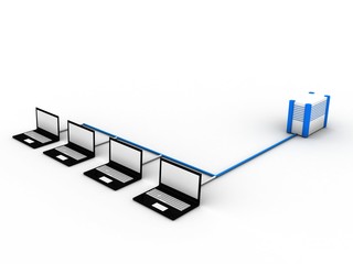 Poster - 3d rendering technology laptop network