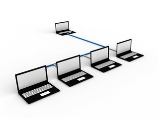 Poster - 3d rendering technology laptop network