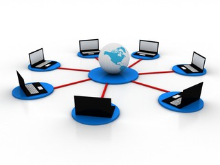 Poster - 3d rendering technology laptop network