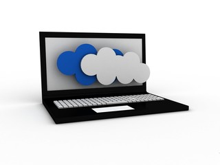 Canvas Print - 3d rendering Cloud online storage icons with laptop
