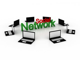 Poster - 3d rendering technology laptop network