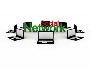 Poster - 3d rendering technology laptop network