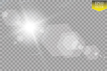 Wall Mural - vector transparent sunlight special lens flare light effect. sun flash with rays and spotlight