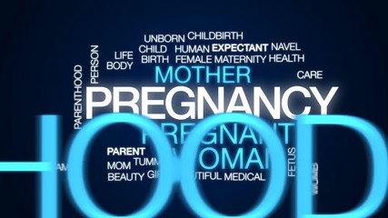 Wall Mural - Pregnancy animated word cloud, text design animation.