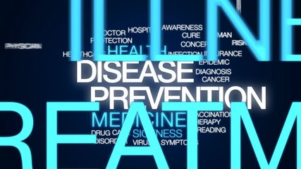 Canvas Print - Disease prevention animated word cloud, text design animation.