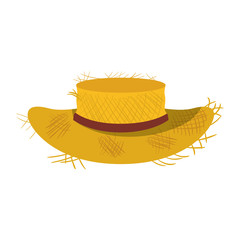 Wall Mural - white background with straw hat with ribbon vector illustration