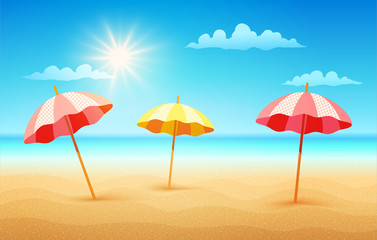 Beach with umbrellas