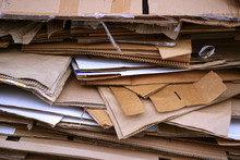 Stacked Cardboard Recycling Boxes In A Pile