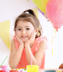 Wall Mural - Cute little children celebrating birthday at party