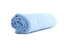 Blue Towel Isolated On A White Background
