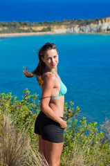 Poster - Young woman and Gerakas beach - Zakynthos, Greece