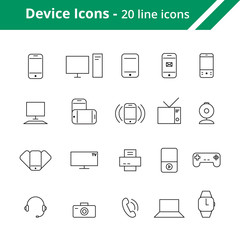 Aufkleber - editable set of device line icons