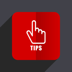 Leinwandbilder - Tips flat design web vector icon. Red square sign on gray background in eps 10.