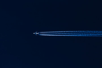 Flying small plane in beautiful sky