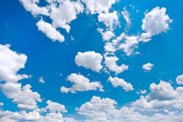 Wall Mural - White and fluffy clouds on a blue sky