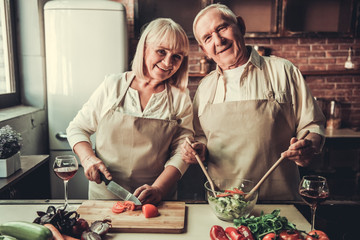 Wall Mural - Old couple in kitchen