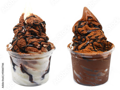 Fotografie, Obraz soft serve ice cream in a cup with topping