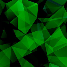 Geometric Pattern, Polygon Triangles Vector Background In Green, Black Tones. Illustration Pattern