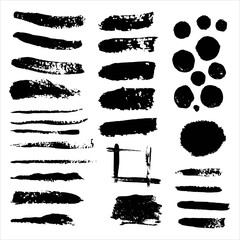 Wall Mural - Vector set of grunge black paint, ink brush strokes. brush strokes collection. Dirty grunge artistic design elements, backgrounds, textures, brushes