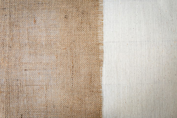 Wall Mural - Hessian fabric texture over canvas texture background