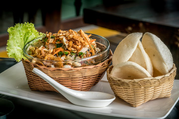 Wall Mural - Vietnam's food in bamboo weave bowl